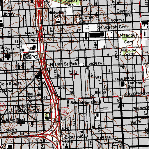 Topographic Map of Shiloh Baptist Church, LA