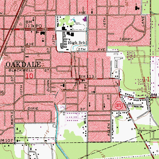 Topographic Map of Shiloh Baptist Church, LA
