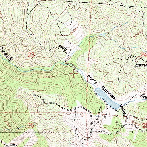 Topographic Map of Forty Springs Valley, CA