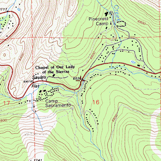 Topographic Map of Fortyfive Mile Campground, CA