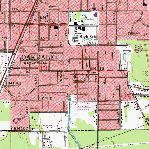 Topographic Map of Star Light Baptist Church, LA