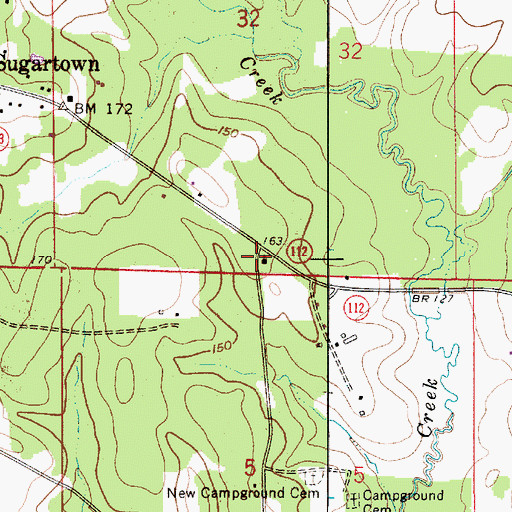 Topographic Map of Sugartown Pentecostal Church, LA