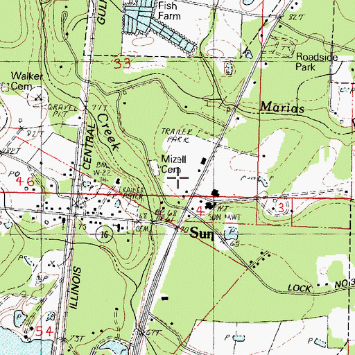 Topographic Map of Sun United Methodist Church, LA