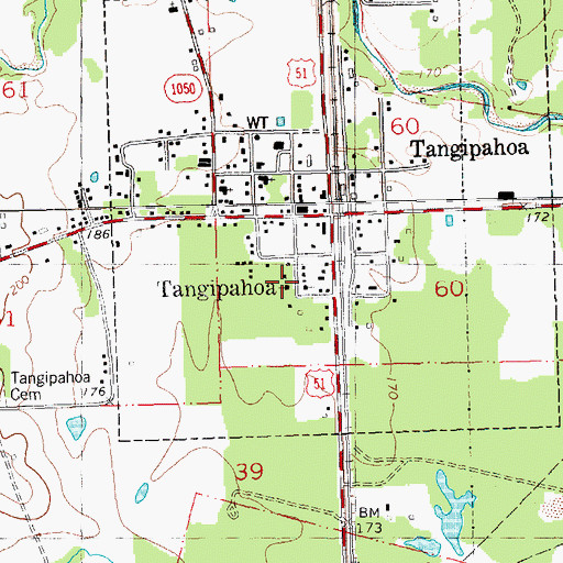 Topographic Map of Tangipahoa United Methodist Church, LA
