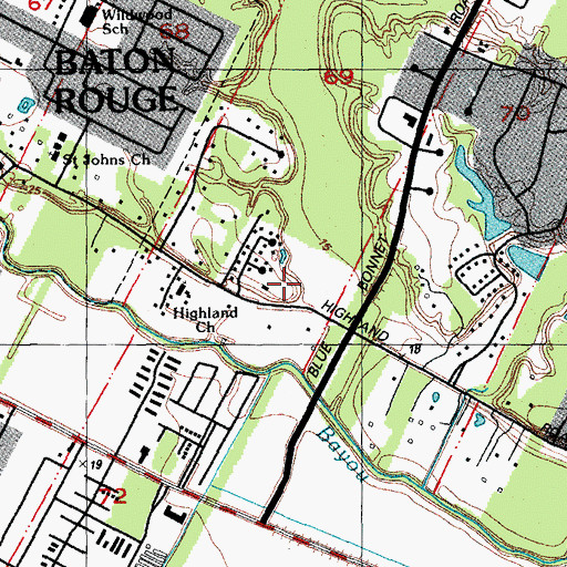 Topographic Map of The Church of Jesus Christ of Latter Day Saints, LA