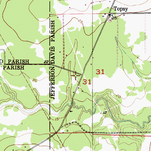 Topographic Map of Topsy Baptist Church, LA