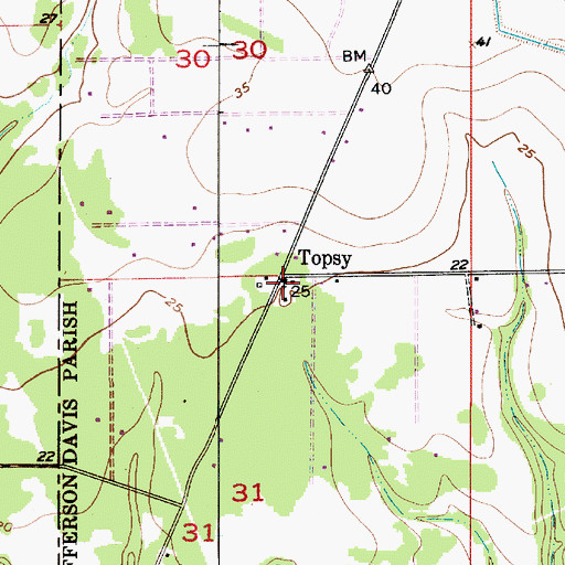 Topographic Map of Topsy United Pentecostal Church, LA