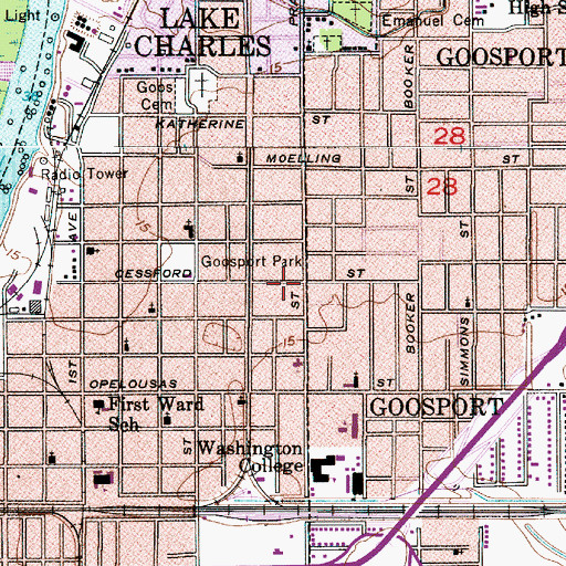 Topographic Map of Travelers Rest Baptist Church, LA