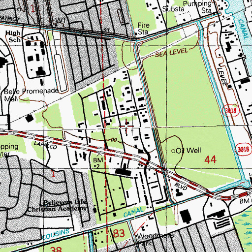 Topographic Map of Trinity Baptist Church, LA