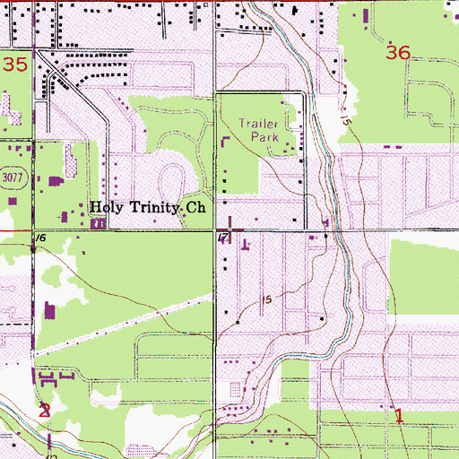 Topographic Map of Trinity Lutheran Church, LA