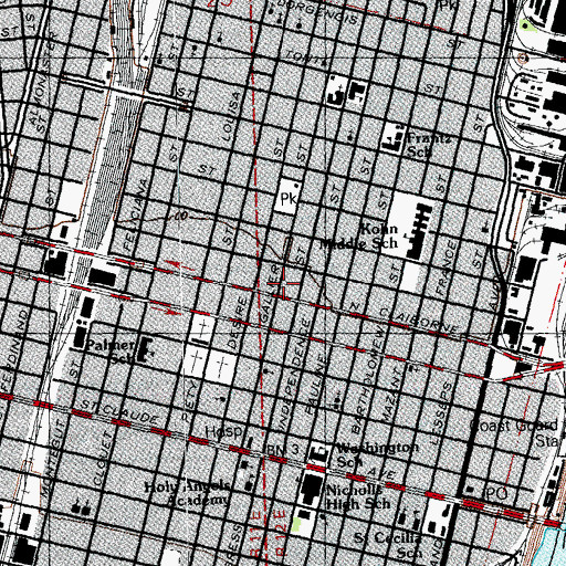 Topographic Map of Trinity United Missionary Baptist Church, LA