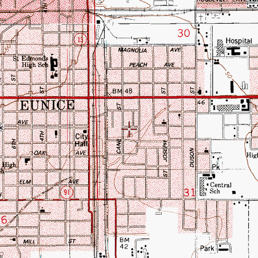 Topographic Map of True Light Baptist Church, LA