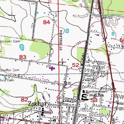 Topographic Map of Union Antioch Baptist Church, LA
