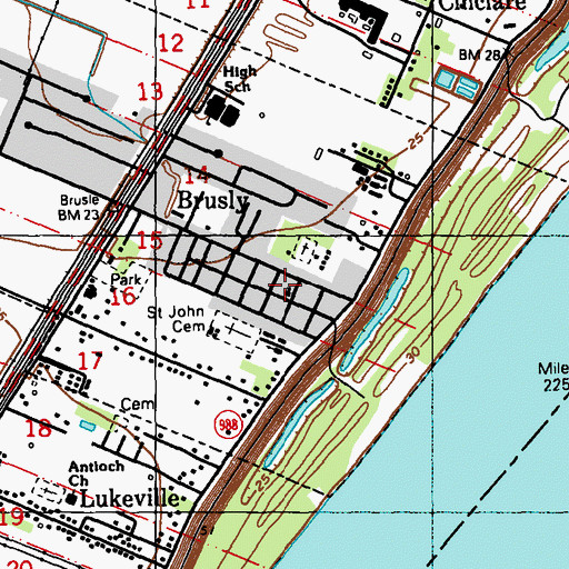 Topographic Map of Union Baptist Church, LA