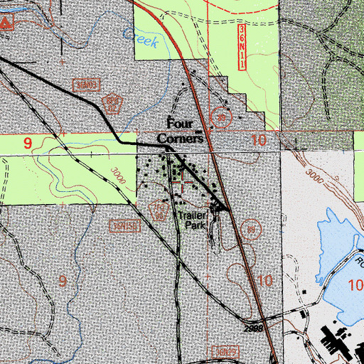 Topographic Map of Four Corners, CA