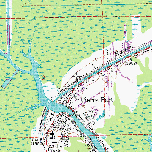 Topographic Map of Victory Baptist Church, LA