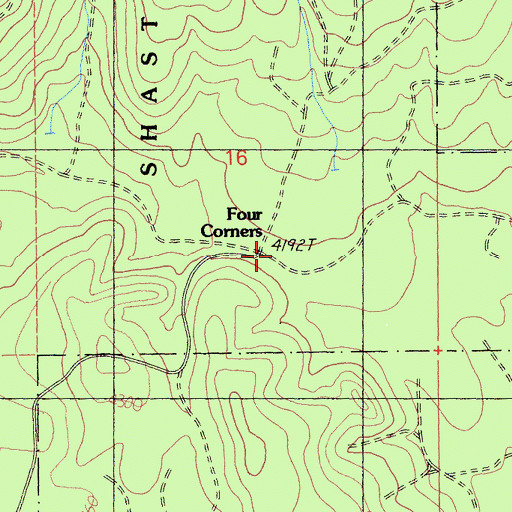 Topographic Map of Four Corners, CA