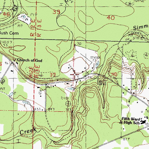 Topographic Map of Victory Faith United Pentecostal Church, LA