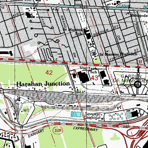 Topographic Map of Victory Fellowship Church, LA