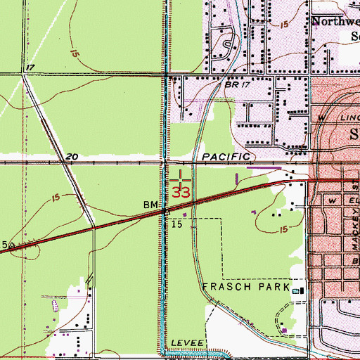 Topographic Map of Victory Worship Center, LA
