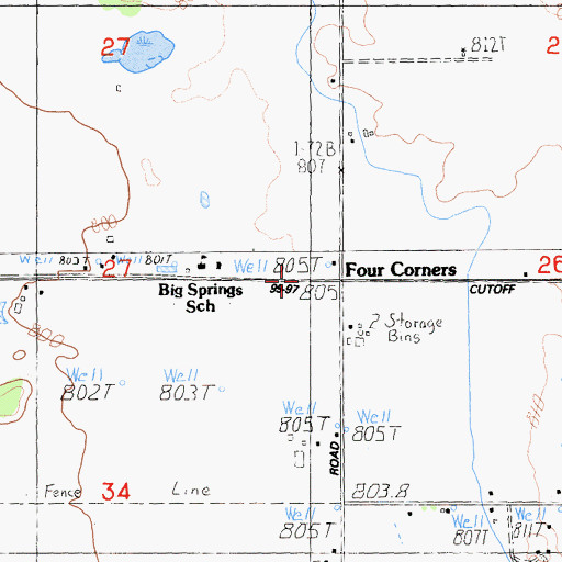 Topographic Map of Four Corners, CA