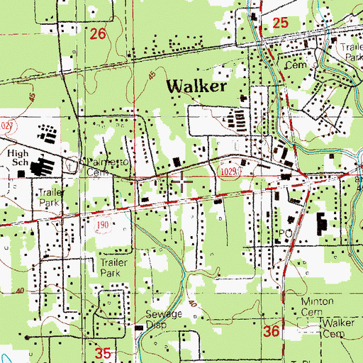 Topographic Map of Walker Pentecostal Church, LA