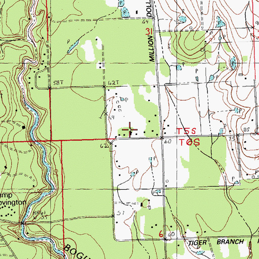 Topographic Map of Wardline Church of God, LA