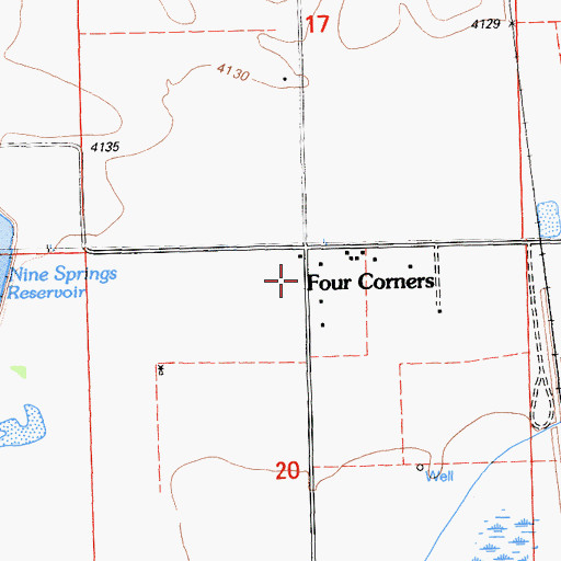 Topographic Map of Four Corners, CA
