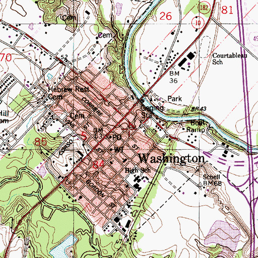 Topographic Map of Washington Baptist Church, LA