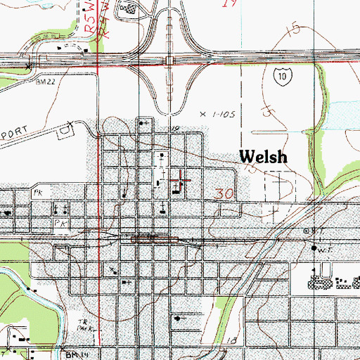 Topographic Map of Welsh Church of Christ, LA