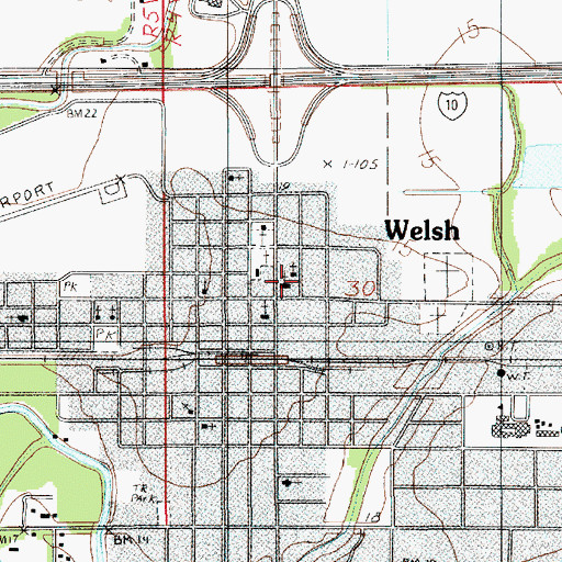 Topographic Map of Welsh First United Methodist Church, LA