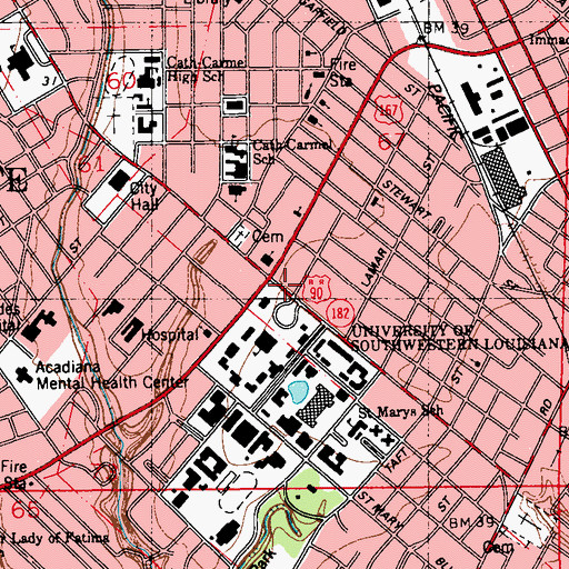 Topographic Map of Wesley United Campus Ministry, LA