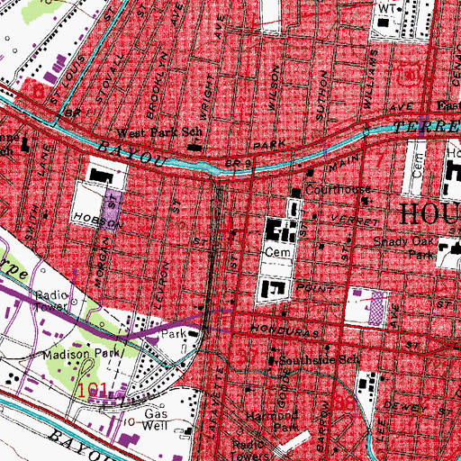 Topographic Map of Wesley United Methodist Church, LA