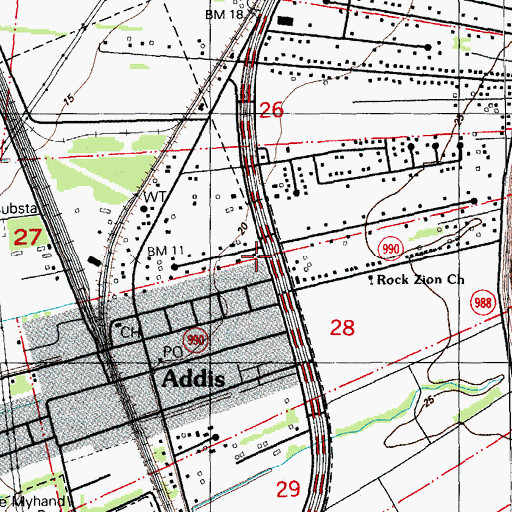Topographic Map of West Baton Rouge First Apostolic Church, LA