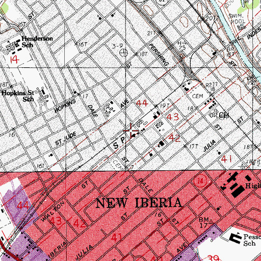 Topographic Map of West End Bibleway Christian Church, LA