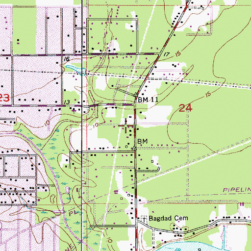 Topographic Map of Westlake Church of God, LA