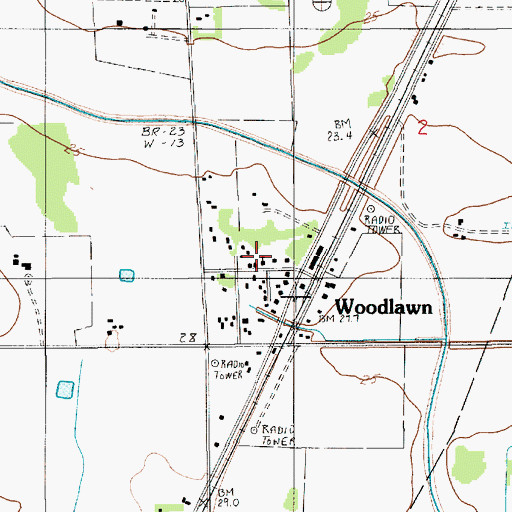 Topographic Map of Woodlawn Baptist Church, LA