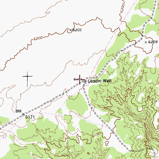 Topographic Map of Ceadro Well, AZ