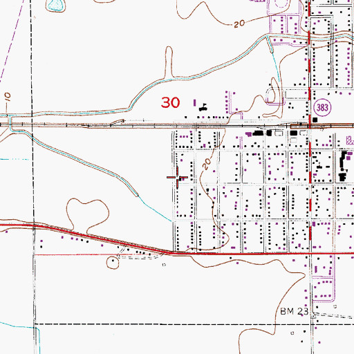 Topographic Map of Zion Travelers Baptist Church, LA