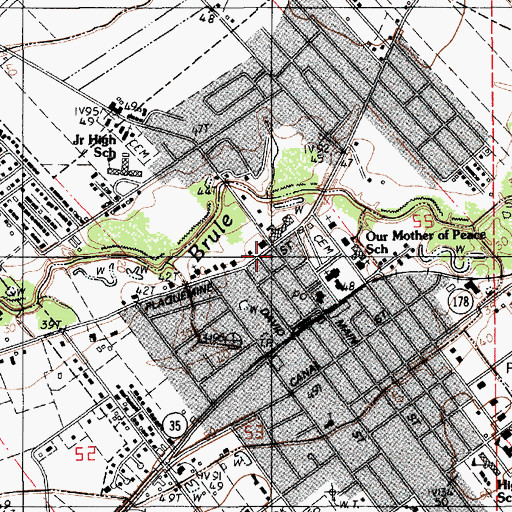 Topographic Map of Acadia Parish Library Church Point Branch, LA