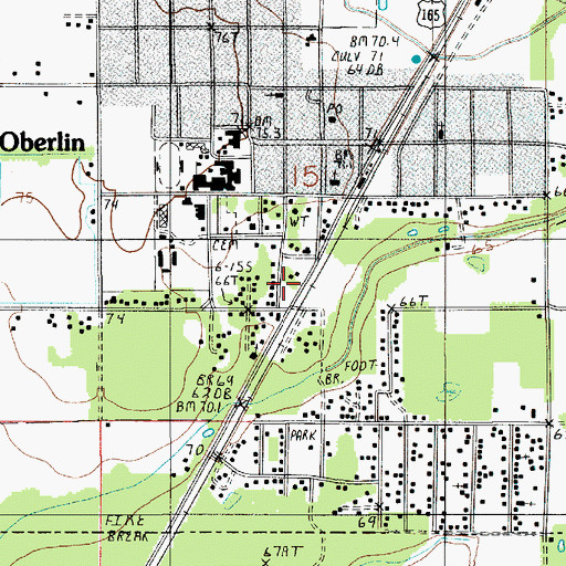 Topographic Map of Allen Parish Library, LA