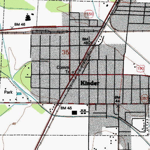 Topographic Map of Allen Parish Library Kinder Branch, LA
