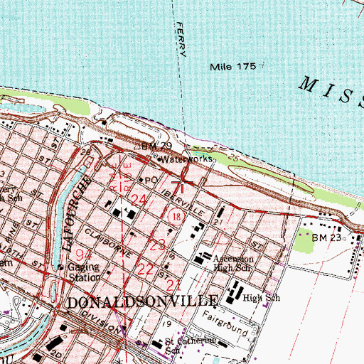 Topographic Map of Ascension Parish Library Donaldsonville Branch, LA