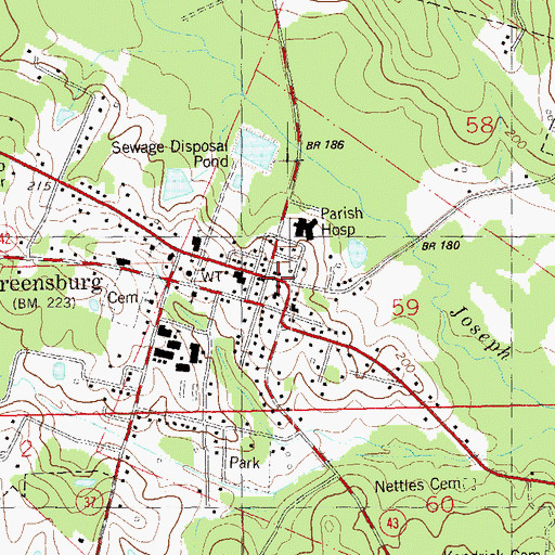 Topographic Map of Audubon Regional Library Saint Helena Branch, LA