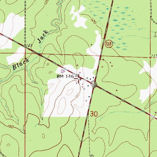 Topographic Map of Beauregard Parish Library East Beauregard Branch, LA