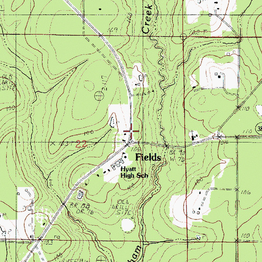 Topographic Map of Beauregard Parish Library Fields Southwest Branch, LA