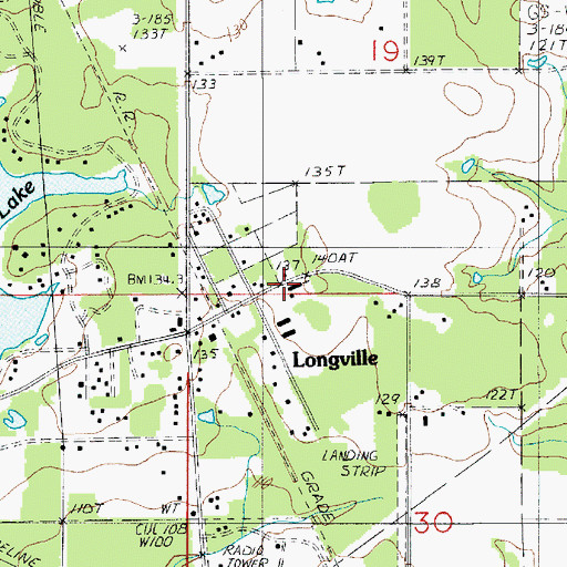 Topographic Map of Beauregard Parish Library Longville Midsouth Branch, LA