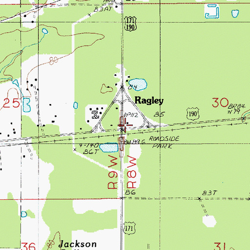 Topographic Map of Beauregard Parish Library South Beauregard Branch, LA