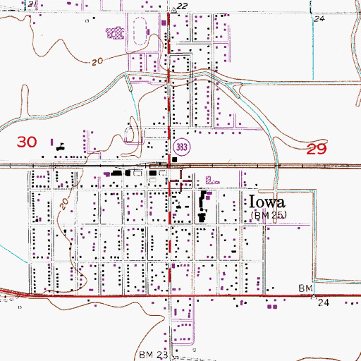 Topographic Map of Calcasieu Parish Library Iowa Branch, LA