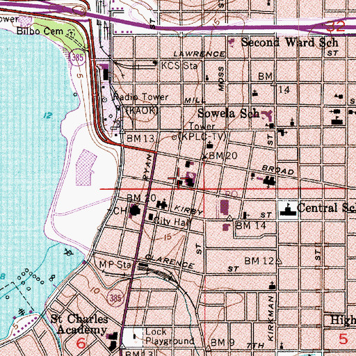 Topographic Map of Calcasieu Parish Library Southwest Louisiana Genealogical Library, LA